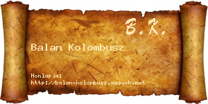 Balan Kolombusz névjegykártya